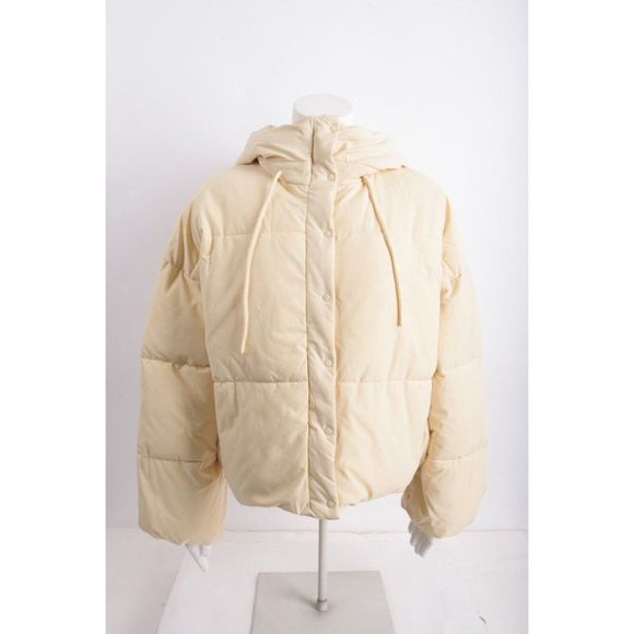 Zara Jackets & Blazers - Zara Womans Jacket Puffer Coat Quilted Size S Ecru Beige Hooded 4432/705 NWT